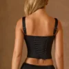 Hannie Lace-Up Corset Top in Black