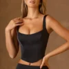 Hannie Lace-Up Corset Top in Black