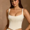 Hannie Lace-Up Corset Top in Ivory