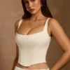 Hannie Lace-Up Corset Top in Ivory