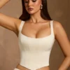 Hannie Lace-Up Corset Top in Ivory