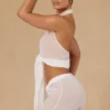 Harbour Tie-Front Halterneck Crop Top in White