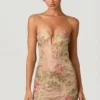 Harlie Embellished Sweetheart-Neck A-Line Mini Dress in Rose Hotfix