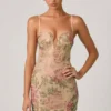 Harlie Embellished Sweetheart-Neck A-Line Mini Dress in Rose Hotfix