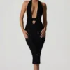 Harlyn Embellished Cut-Out Open-Back Midaxi Dress in Black