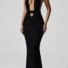 Harlyn Embellished Cut-Out Open-Back Midaxi Dress in Black