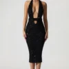 Harlyn Embellished Cut-Out Open-Back Midaxi Dress in Black