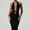 Harlyn Embellished Cut-Out Open-Back Midaxi Dress in Black