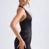 Harmonia Halterneck Structured Tulip Mini Dress in Black