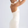 Harmonia Halterneck Structured Tulip Mini Dress in Ivory