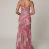 Haruna Ruched Asymmetric Corset Gown in Blurred Floral