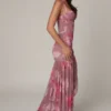 Haruna Ruched Asymmetric Corset Gown in Blurred Floral