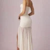 Haruna Ruched Asymmetric Corset Gown in Ivory