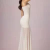 Haruna Ruched Asymmetric Corset Gown in Ivory