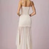 Haruna Ruched Asymmetric Corset Gown in Ivory
