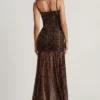 Haruna Ruched Asymmetric Corset Gown in Leopard Print