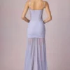 Haruna Ruched Asymmetric Corset Gown in Lilac