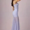 Haruna Ruched Asymmetric Corset Gown in Lilac
