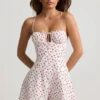 Helaia Ruched Backless Playsuit in Cherry Print