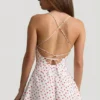 Helaia Ruched Backless Playsuit in Cherry Print