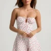Helaia Ruched Backless Playsuit in Cherry Print