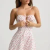 Helaia Ruched Backless Playsuit in Cherry Print