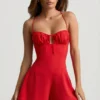 Helaia Ruched Backless Playsuit in Scarlet Red