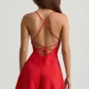Helaia Ruched Backless Playsuit in Scarlet Red