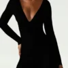 Helene Modal Ruched Plunge Flared Jumpsuit in Black