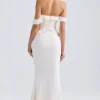 Hemera Off-Shoulder Ruffle-Trim Gown in Ivory