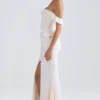 Hemera Off-Shoulder Ruffle-Trim Gown in Ivory