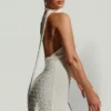 Henrietta Embellished Scarf-Detail Halterneck Mini Dress in White