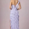 Hera Asymmetric Ruffled Lace-Up Gown in Lilac