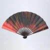 Hestia Folding Hand Fan in Red Blurred Print