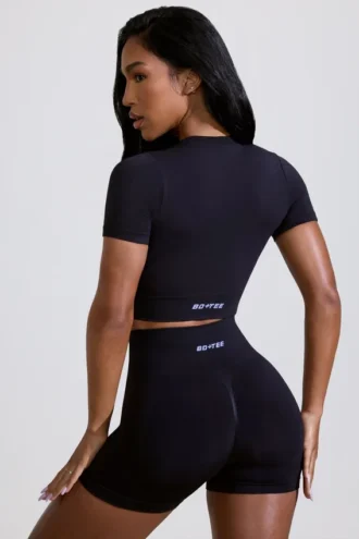 High Waist Define Luxe Mini Shorts in Black