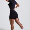 High Waist Define Luxe Mini Shorts in Black