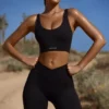 High Waist FlexiRib Biker Shorts in Black