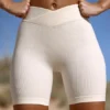 High Waist FlexiRib Biker Shorts in Ivory