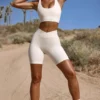 High Waist FlexiRib Biker Shorts in Ivory