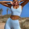High Waist FlexiRib Mini Shorts in Blue