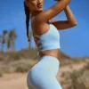 High Waist FlexiRib Mini Shorts in Blue
