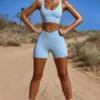 High Waist FlexiRib Mini Shorts in Blue