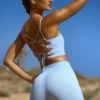 High Waist FlexiRib Mini Shorts in Blue