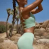 High Waist FlexiRib Mini Shorts in Green