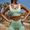 High Waist FlexiRib Mini Shorts in Green