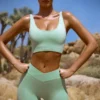 High Waist FlexiRib Mini Shorts in Green