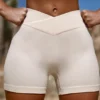 High Waist FlexiRib Mini Shorts in Ivory