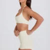High-Waist Mini Shorts in Cream