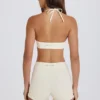 High-Waist Mini Shorts in Cream