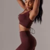 High Waist Super Sculpt Biker Shorts in Burgundy